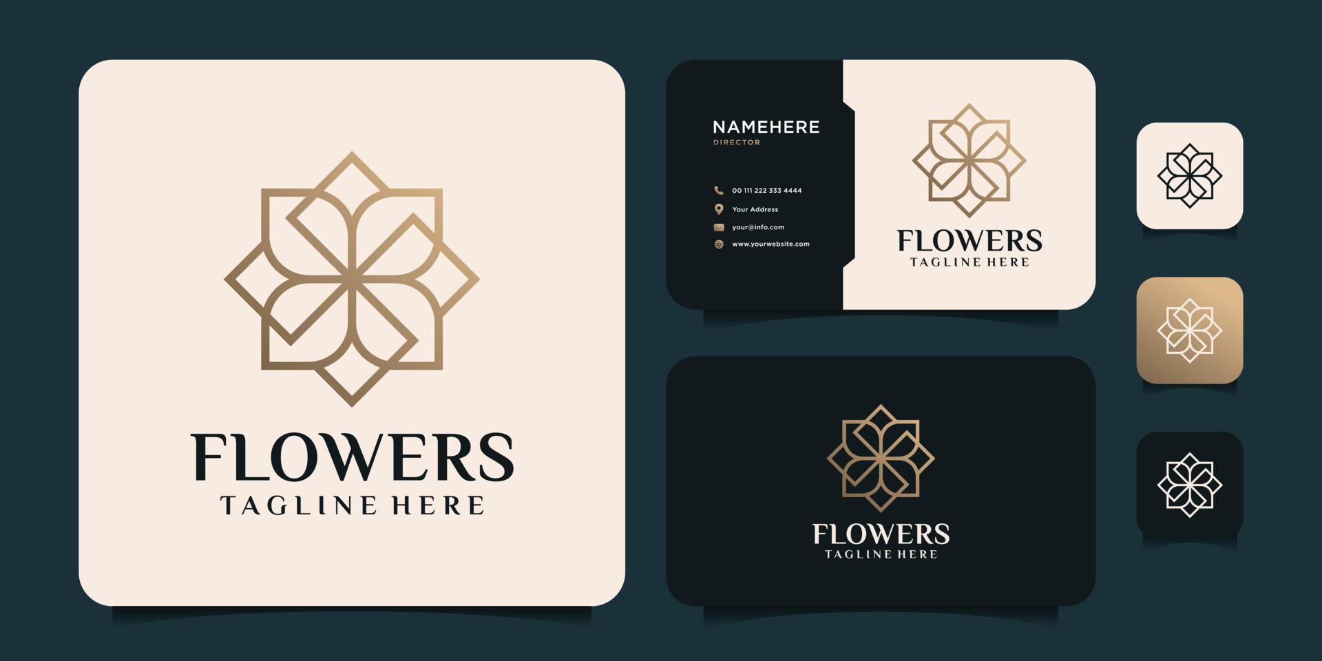 Beauty gold flower fashion spa logo symbol vector