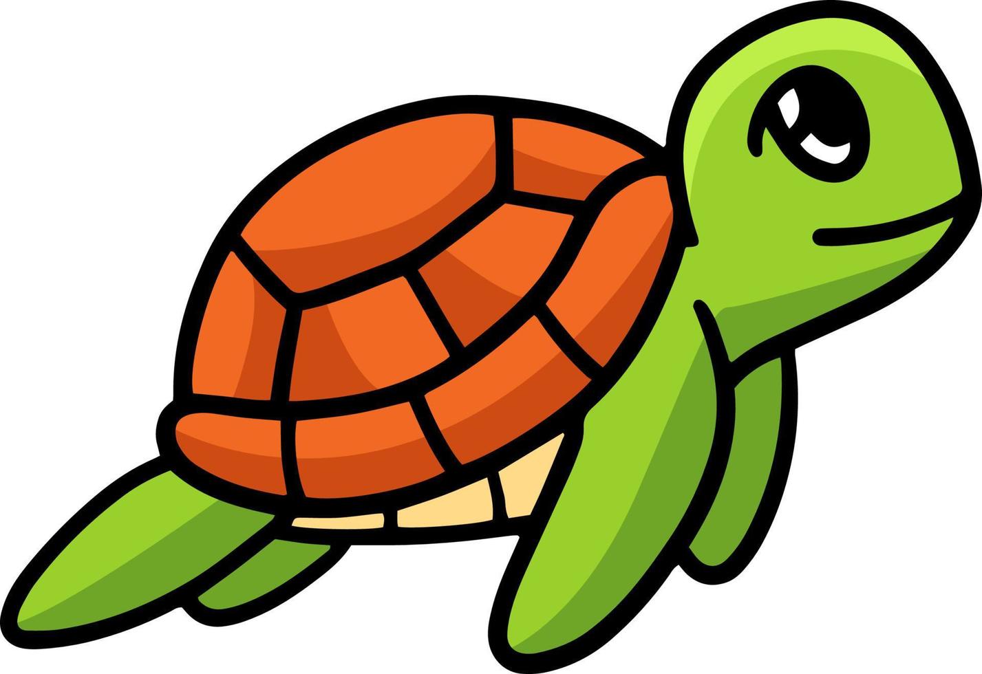 Sea Turtle Cartoon Colored Clipart Illustration vector