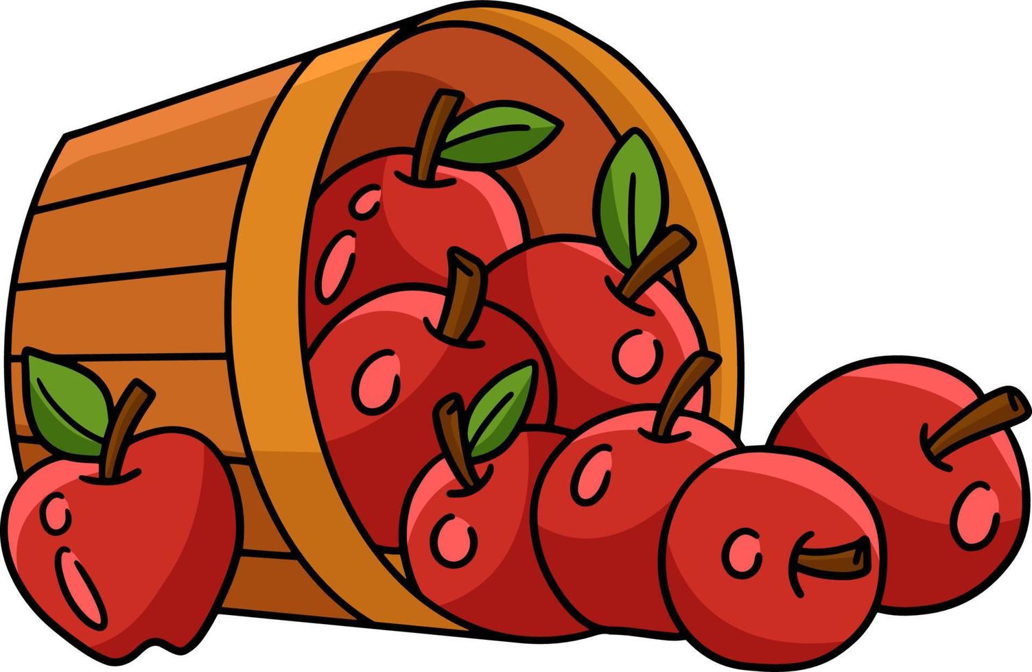 Basket Of Apple Fruit Cartoon Colored Clipart vector