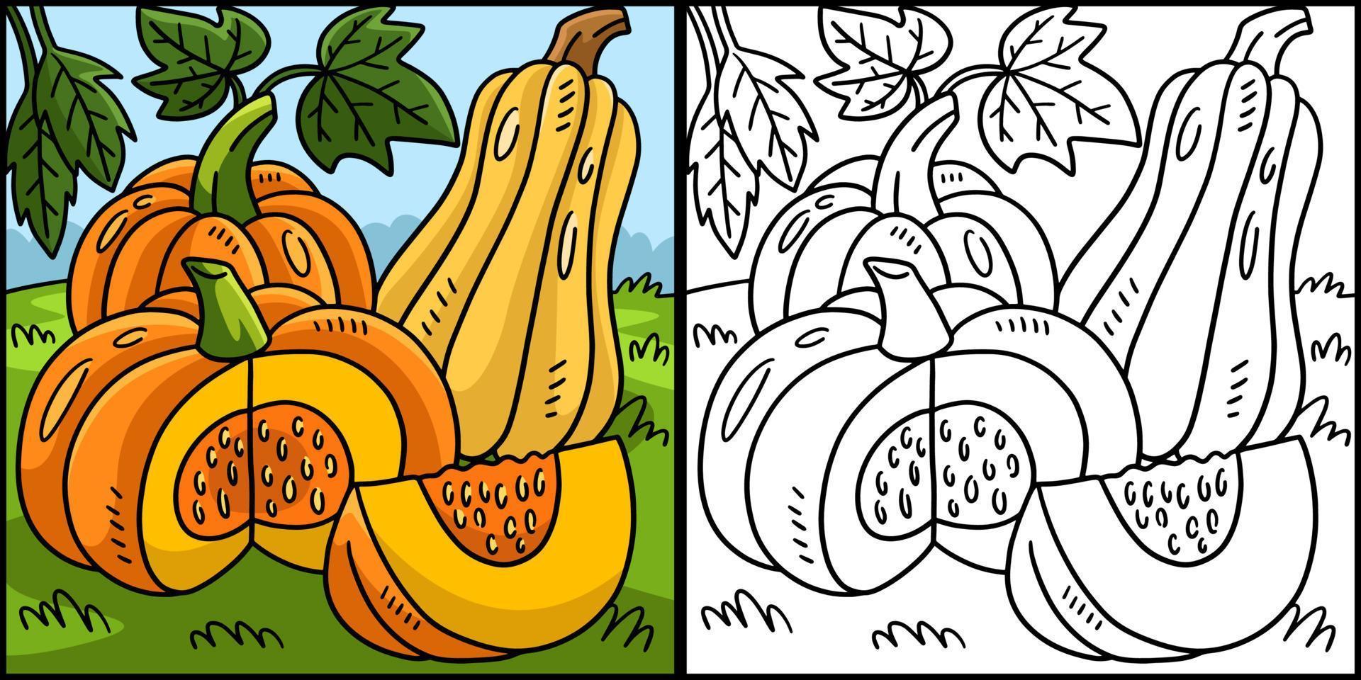 Thanksgiving Pumpkin Coloring Page Illustration vector