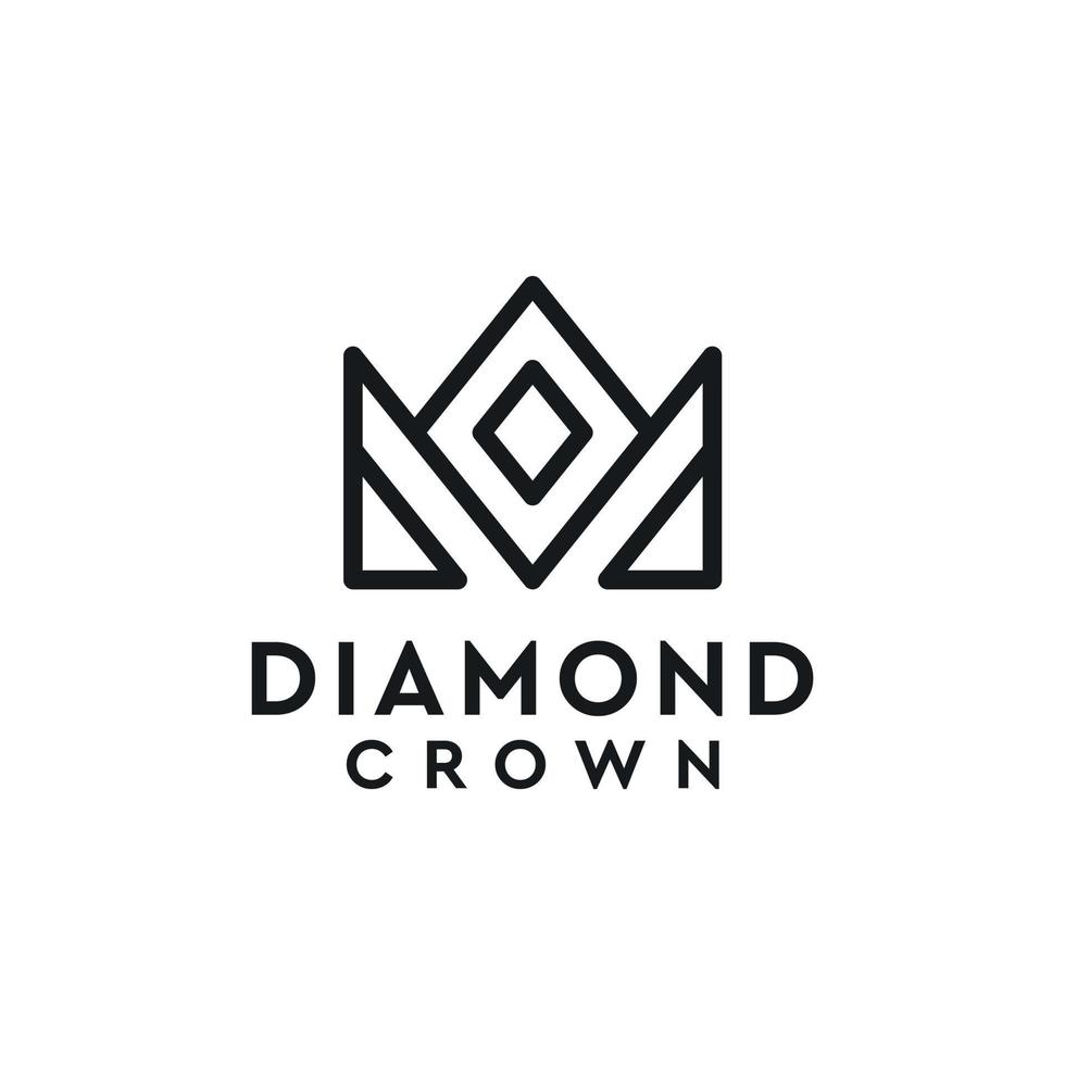 Elegant diamond crown simple line logo design vector
