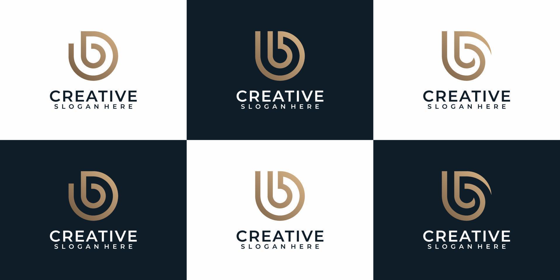 Set of monogram typography letter b logo design vector
