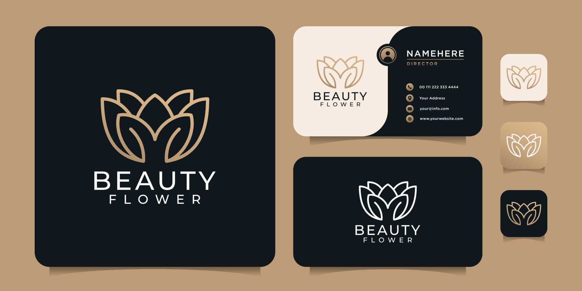 Beauty flower line logo design for spa hotel decoration vector