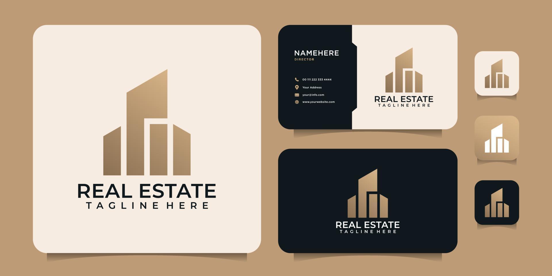 Luxury building architecture real estate logo design template for company vector