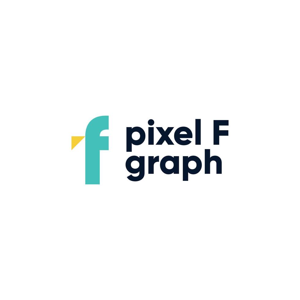 Letter f logo vector design in pixel style