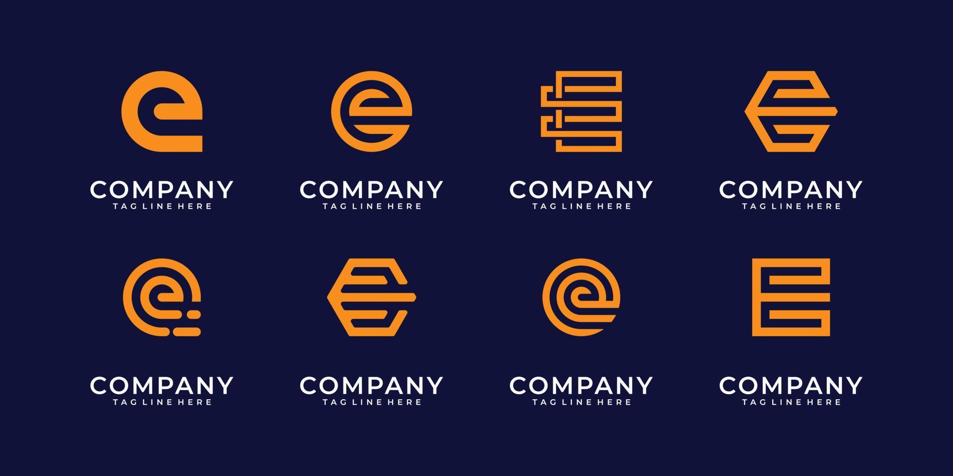 conjunto de plantilla de diseño de logotipo de letra e de monograma creativo. el logotipo se puede utilizar para empresas comerciales. vector