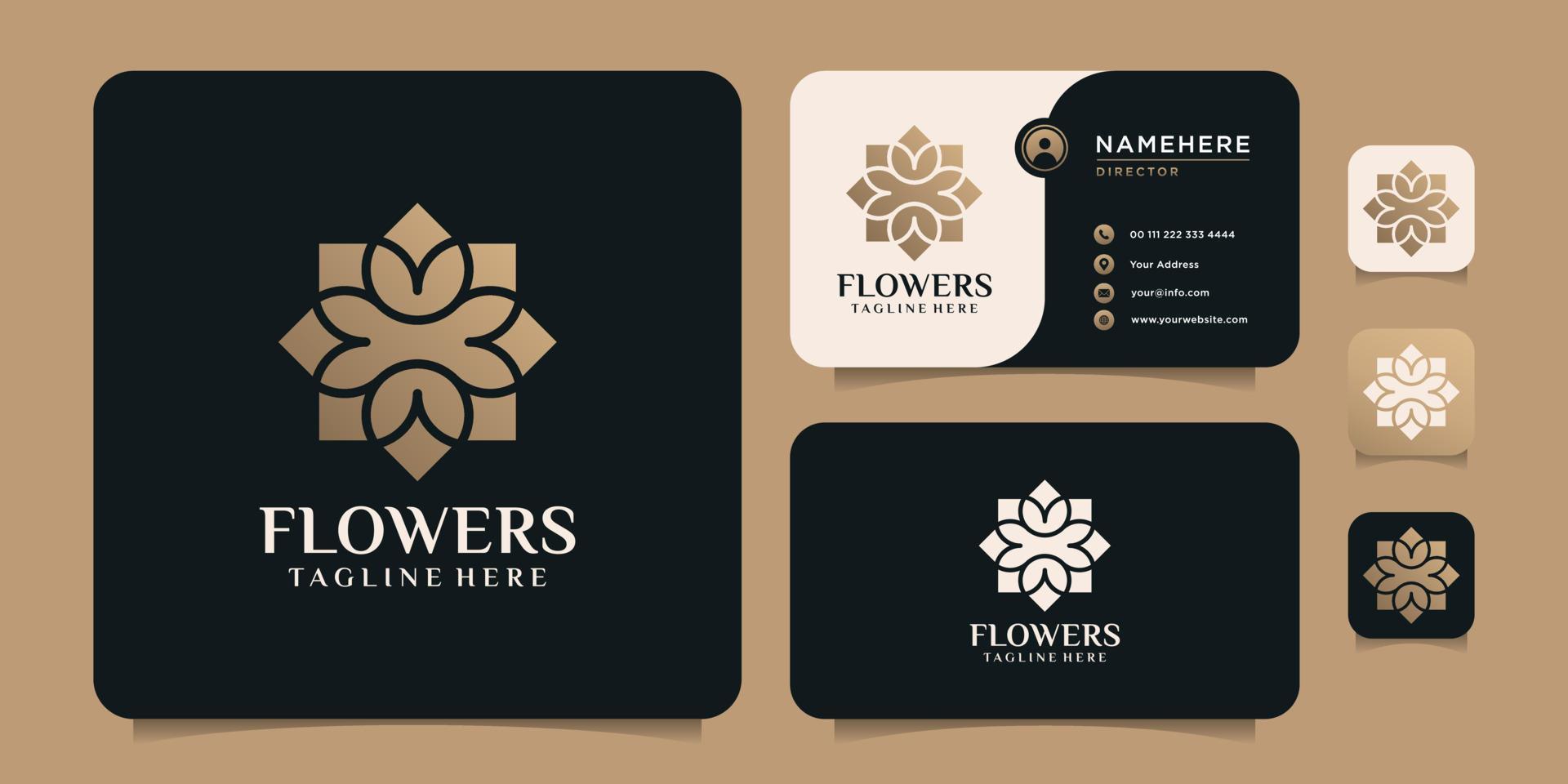 Royal golden flower icon logo design inspiration vector