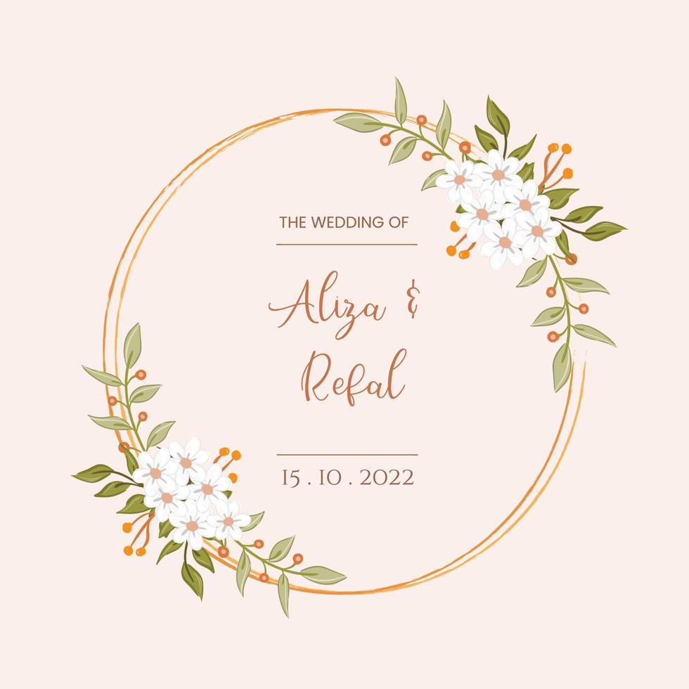 white flowers wedding floral frame vector