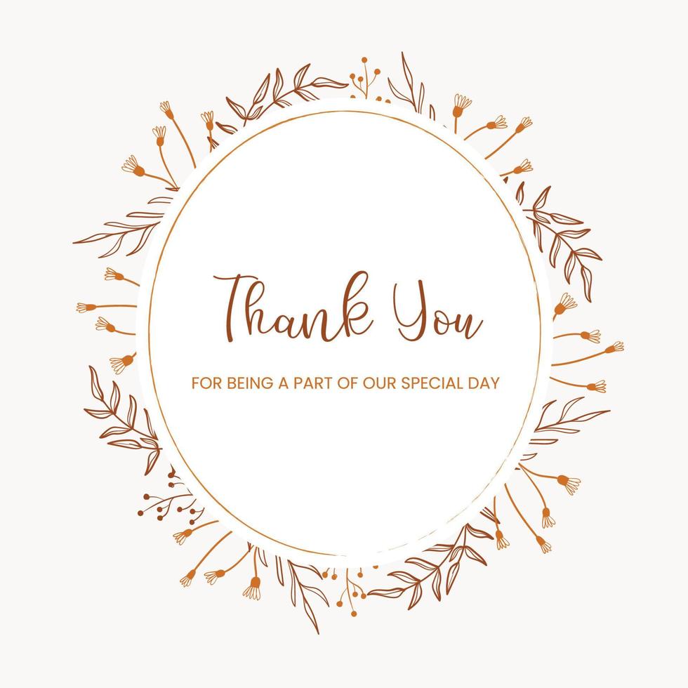 minimalist and elegant floral thank you card border 9360082 Vector Art ...