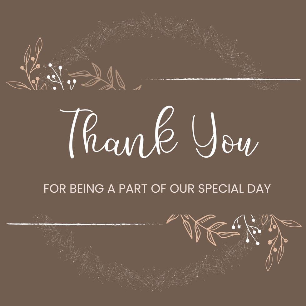 minimalist and elegant floral thank you card border vector