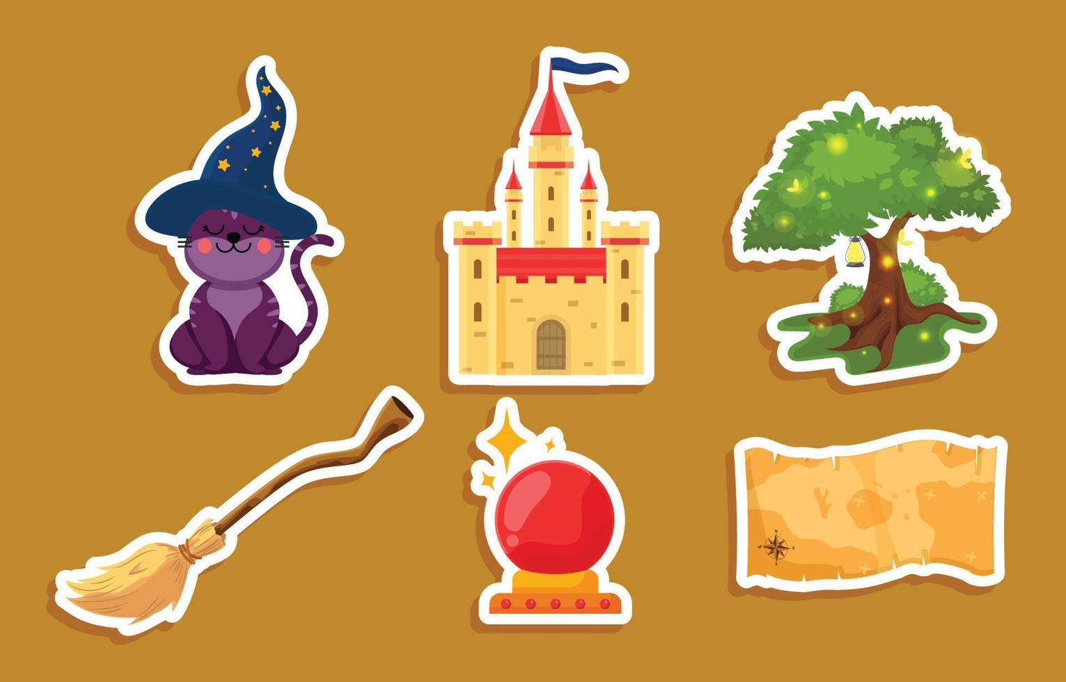 Magical Fantasy Sticker Set for Journal vector