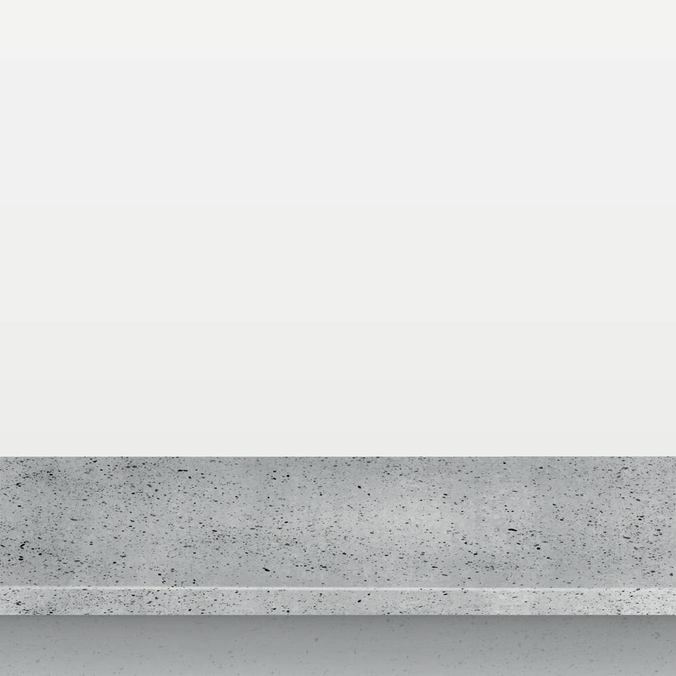 Gray concrete stone table top isolated on white background, promotional web template - Vector