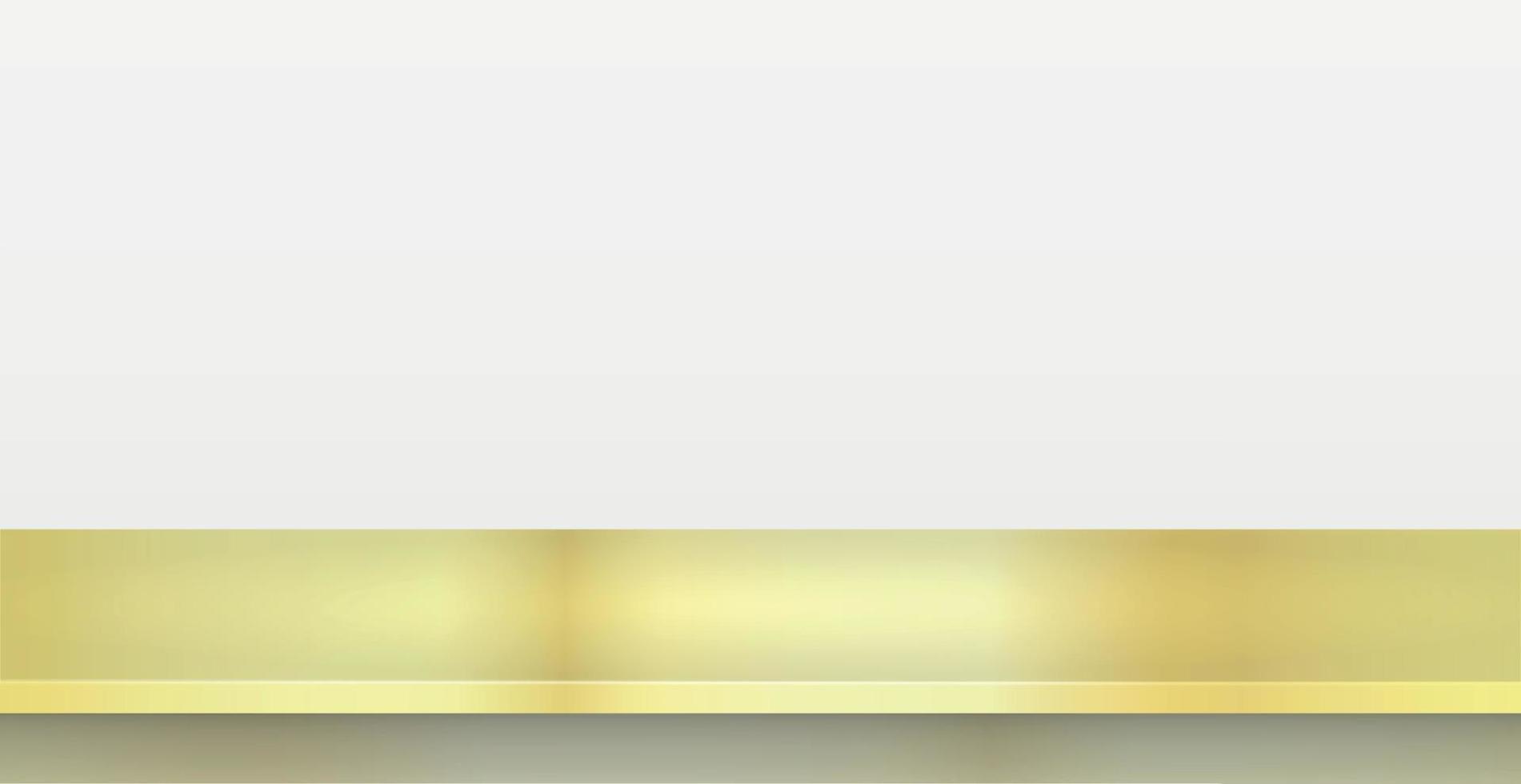 Gold metal table top on white panoramic background, promotional web template - Vector