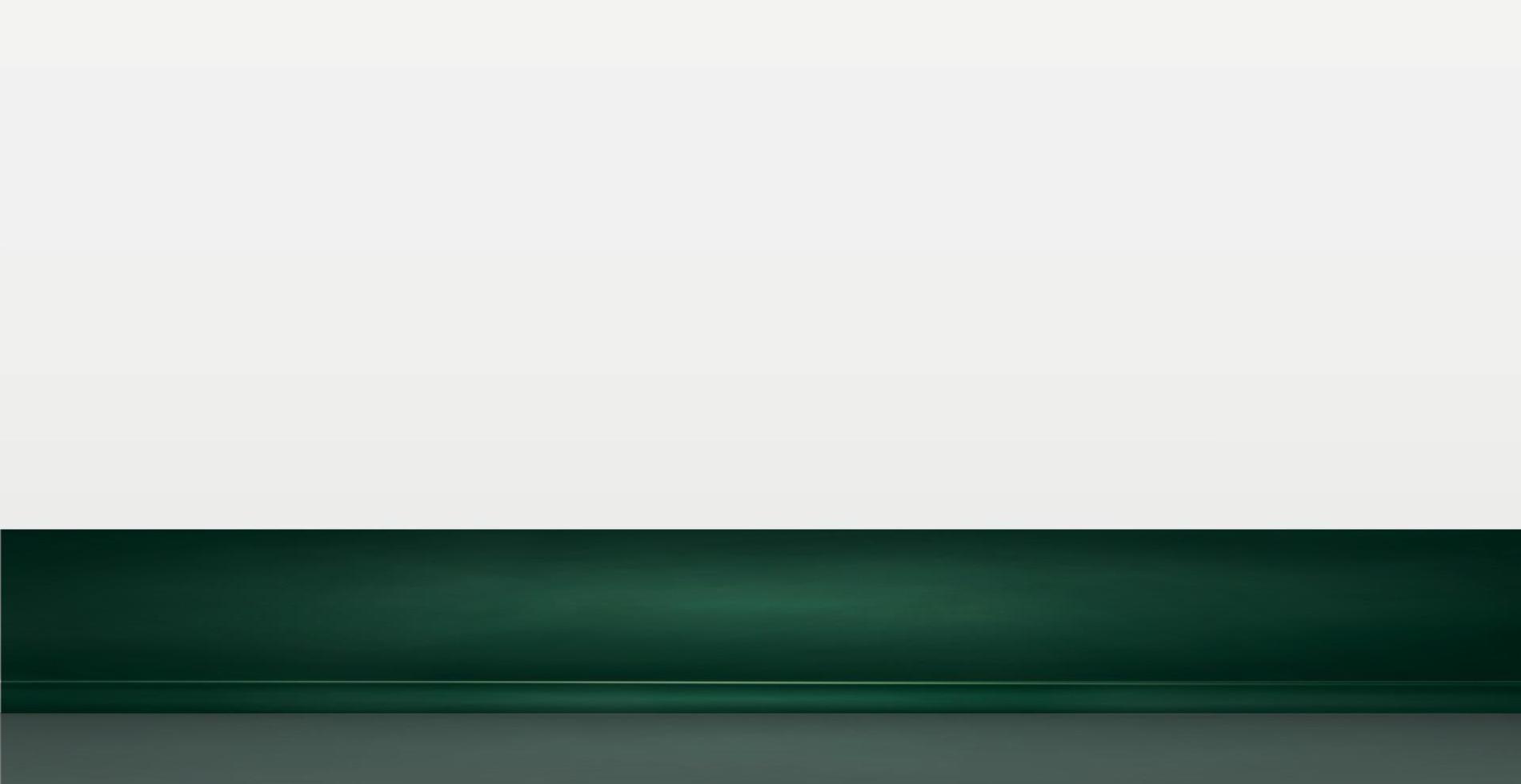 Green table top on white panoramic background, promotional web template - Vector