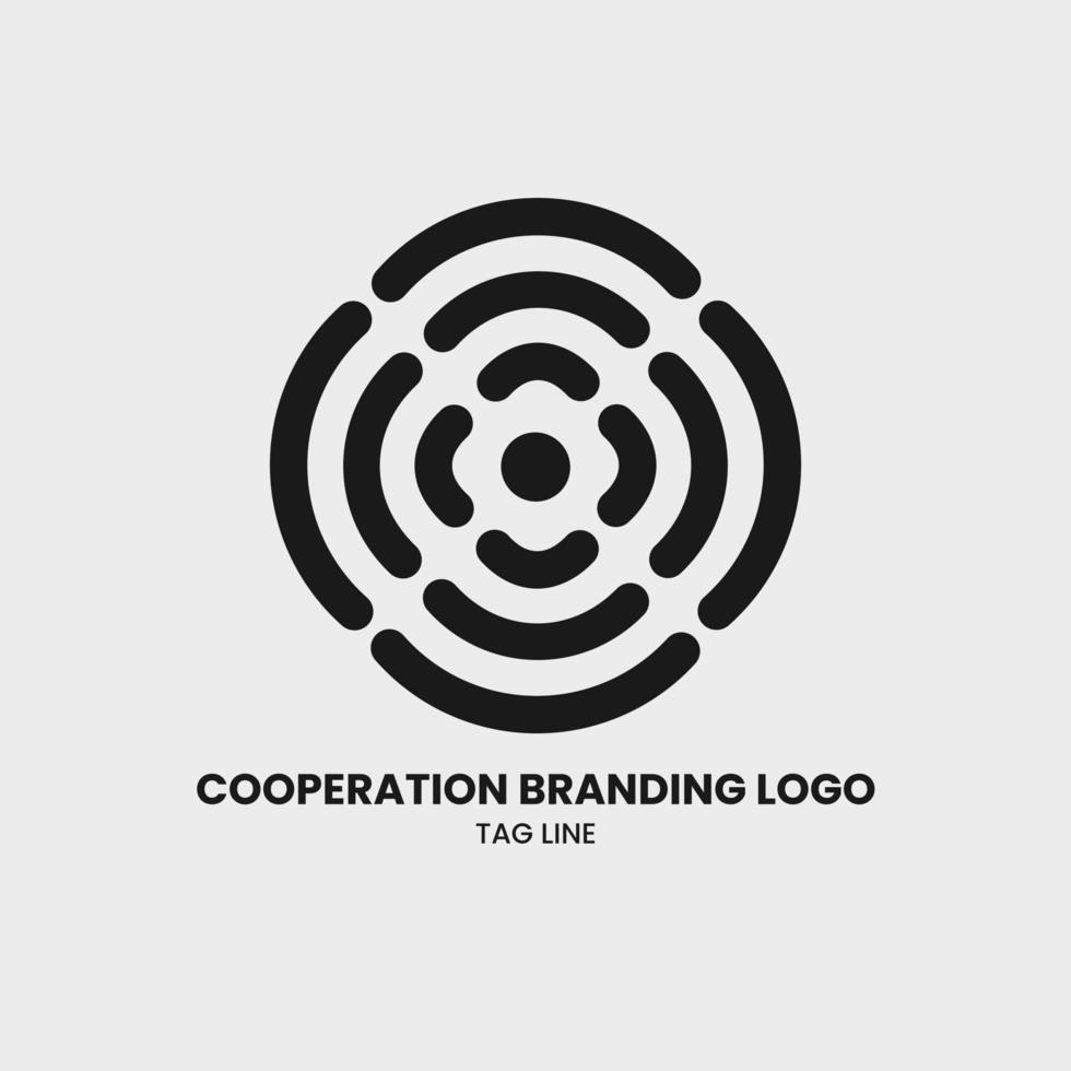 Cooperation Abstract Vector Design, Symbols and Logo Templates Connecting Company People. Outline Form A Circle Sign EPS 10