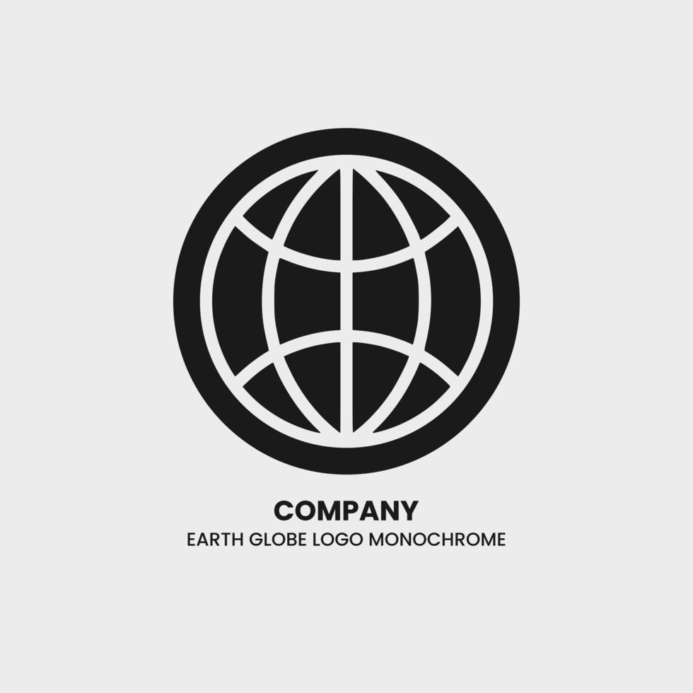 logotipo del globo terráqueo con color de diseño monocromático. concepto de icono de esfera mundial. diseño abstracto de la empresa de red global vector