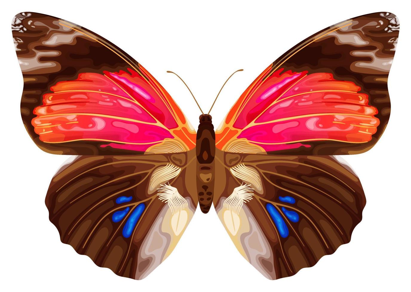 mariposa exótica rosa. insecto tropical. colores neon. ilustración vectorial de stock aislada sobre fondo blanco. vector