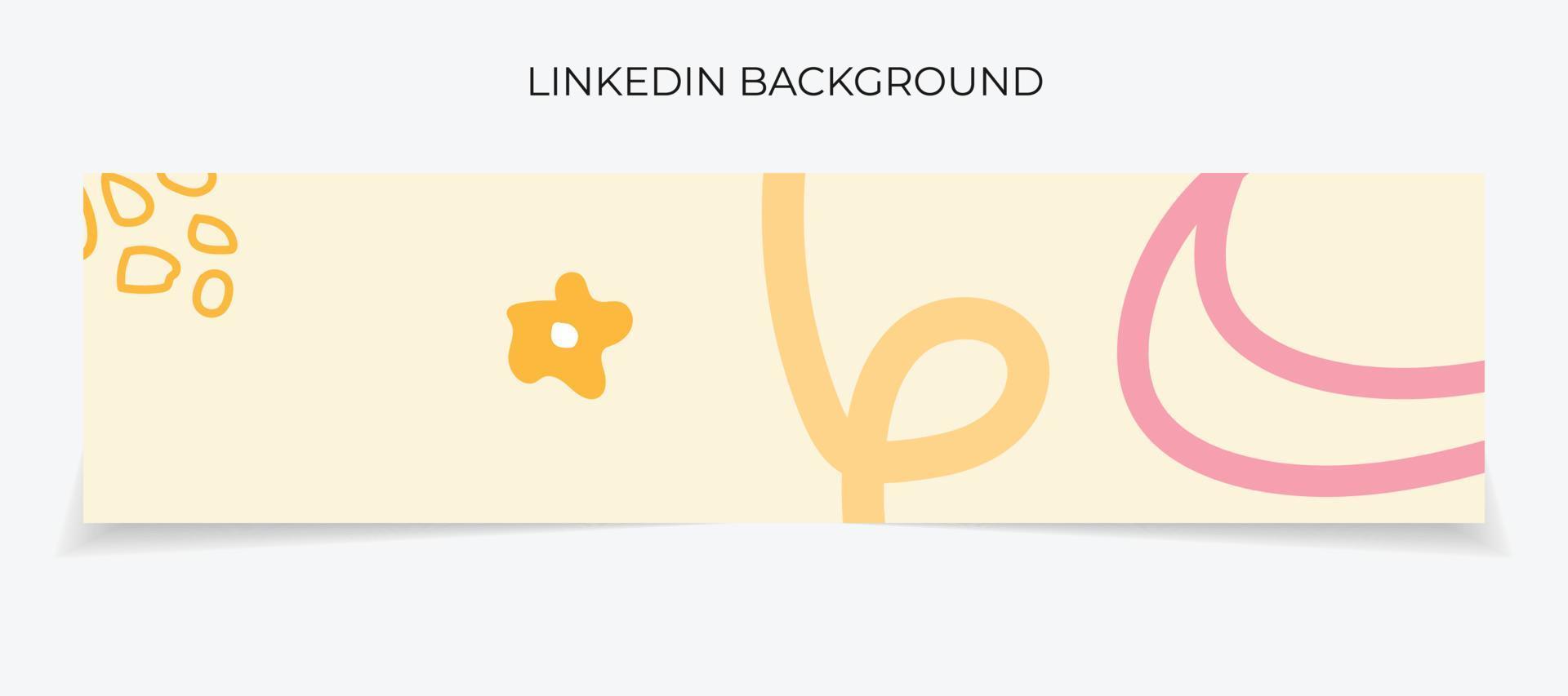 Banner de Linkedin dibujado a mano abstracto, vector de plantilla de Linkedin