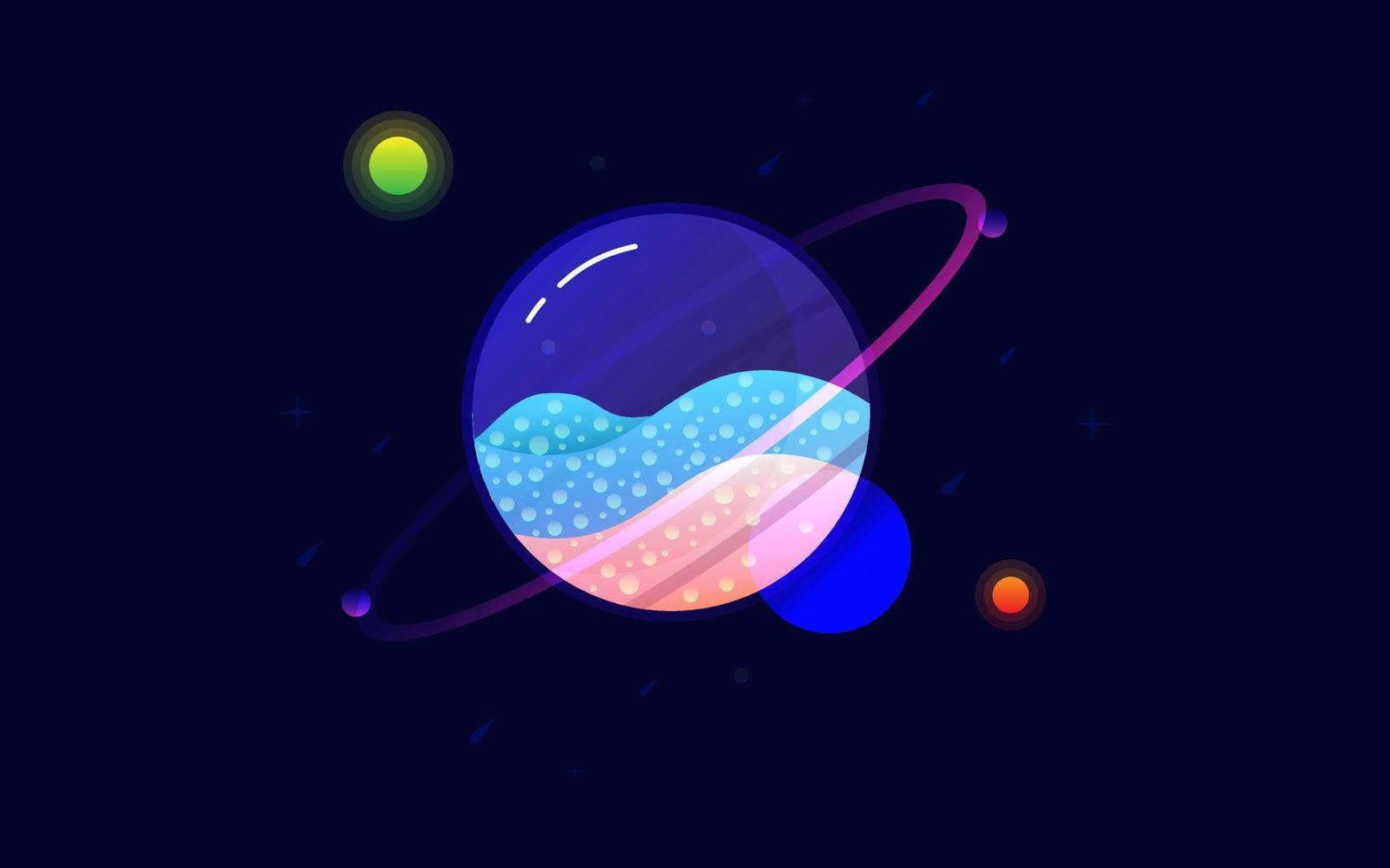 Ilustración de vector de planeta de cristal