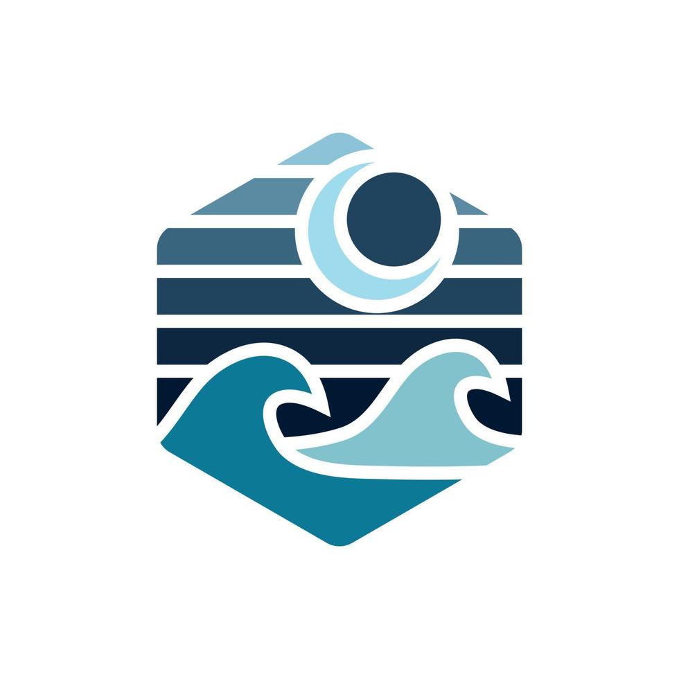 Modern night wave logo illustration design vector
