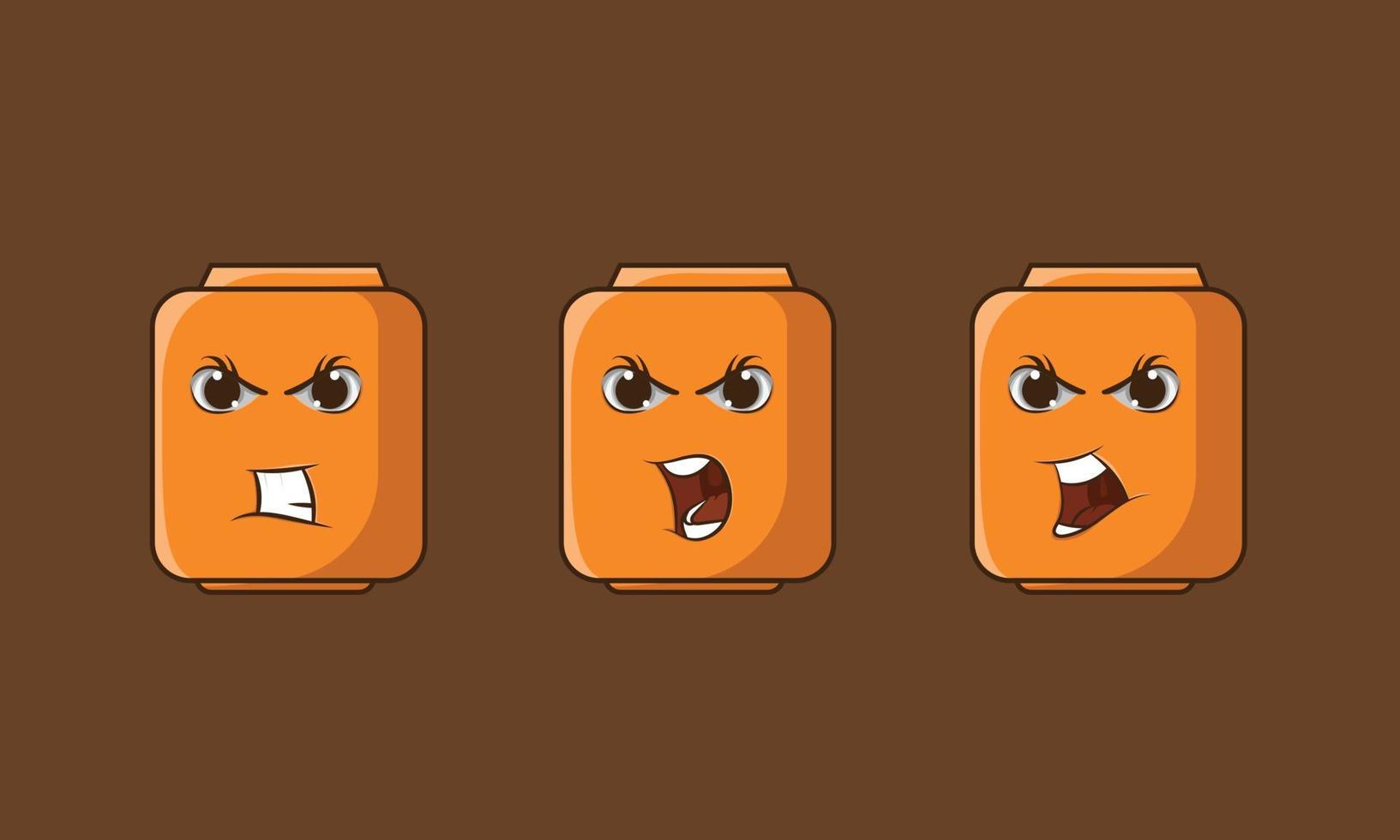 Icon cute emoticon angry and happy template vector