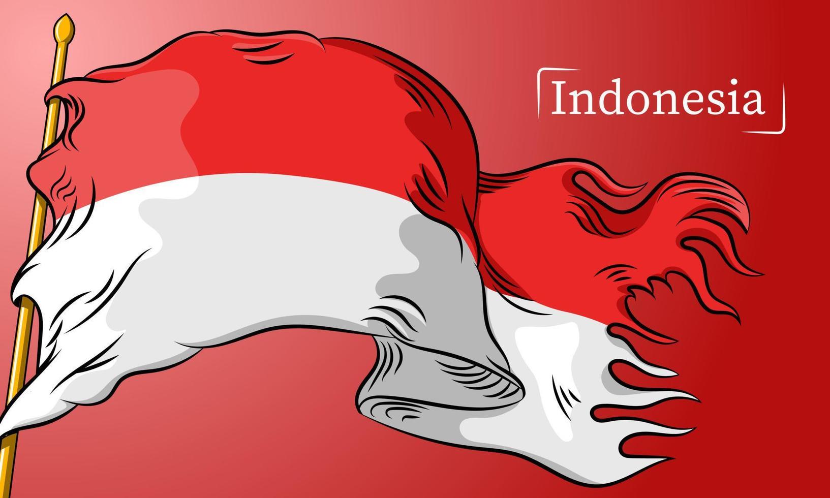 Amazing indonesian flag background vector with line style