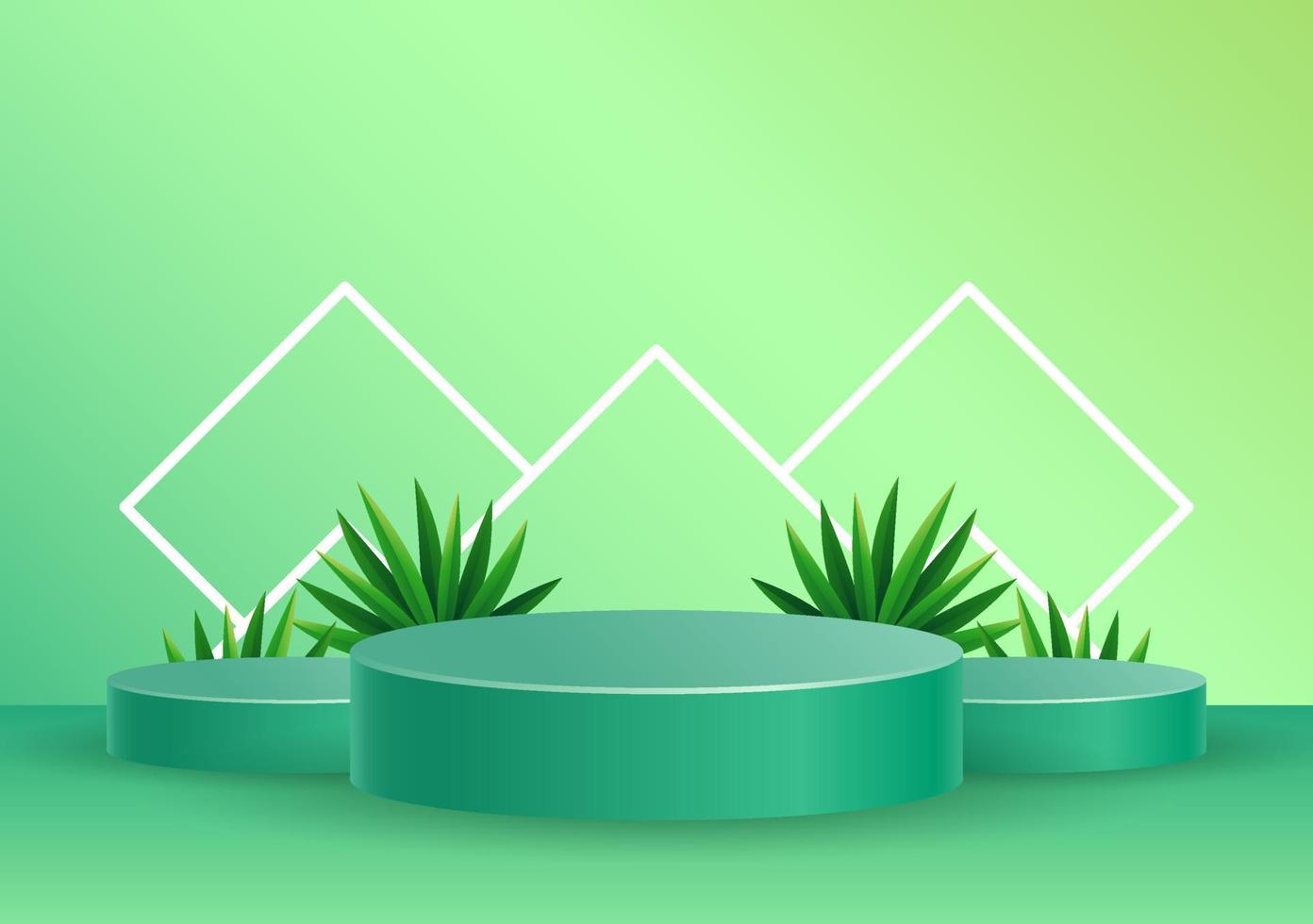 Podium with tropical leaves shadow overlay illustration vector