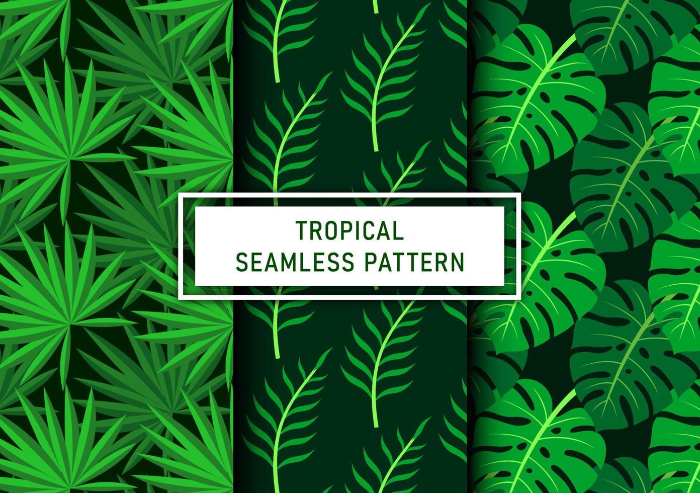 Set of seamless tropical leaves background Premium Vector