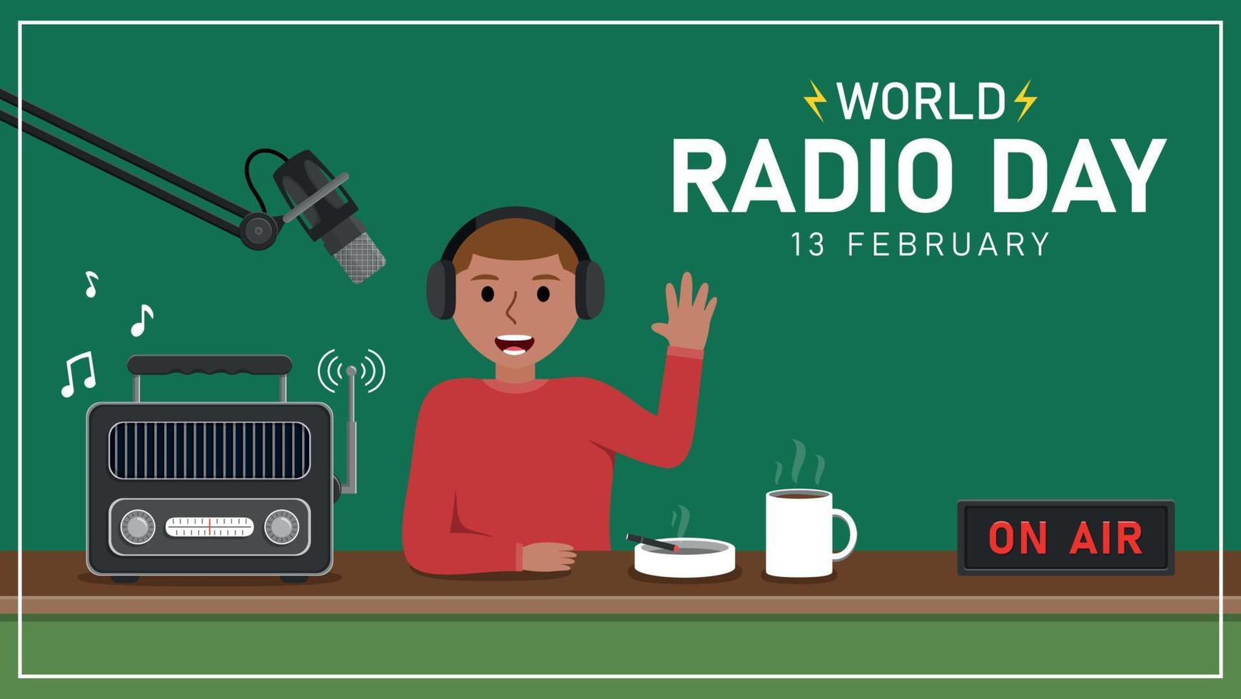 World radio day illustration template background vector