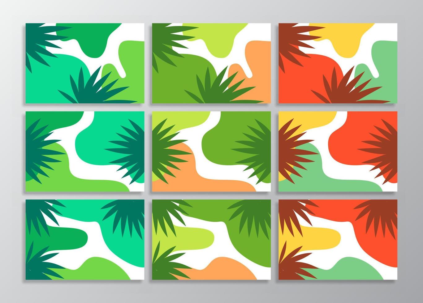 Fondo de portadas de carteles de hojas tropicales abstractas vector