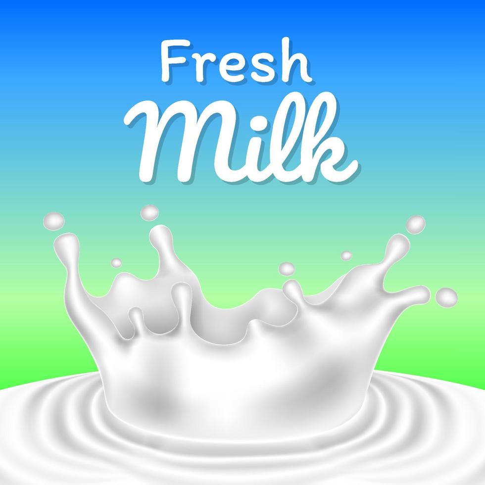 vector de ilustración de leche fresca de salpicadura o gota realista