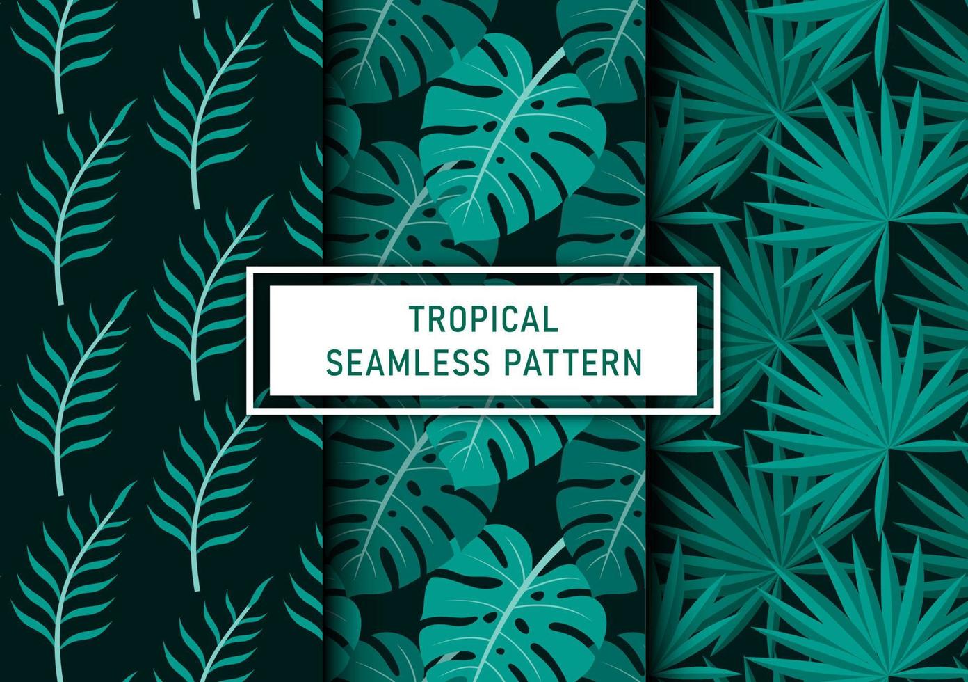 Set of seamless tropical leaves background Premium Vector