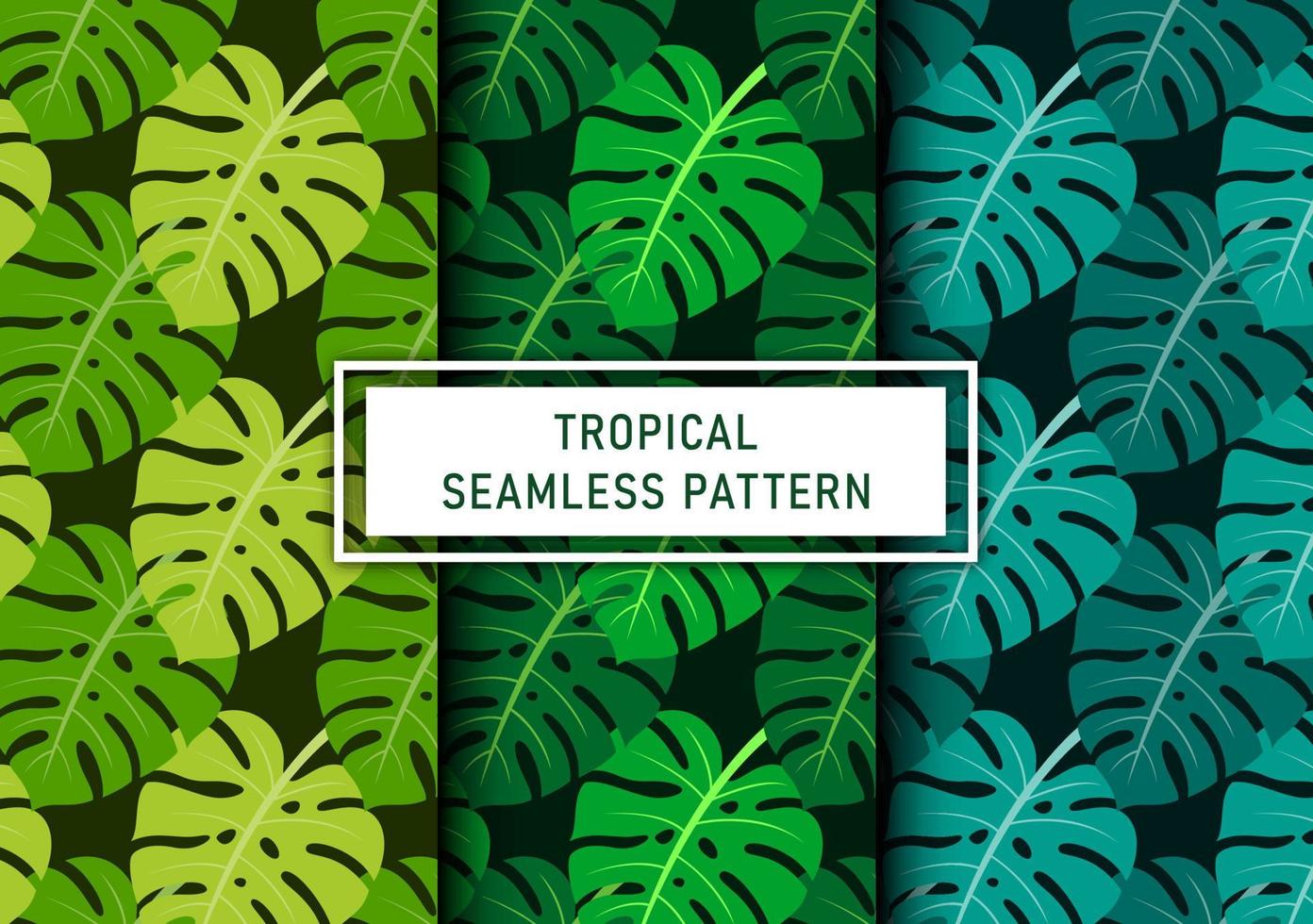 Set of seamless tropical leaves background Premium Vector