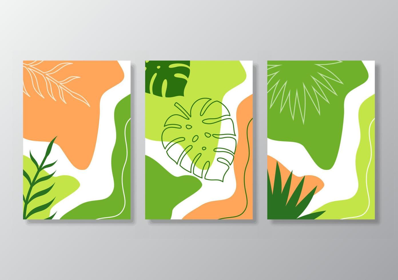 Abstract tropical leaves poster covers background vector