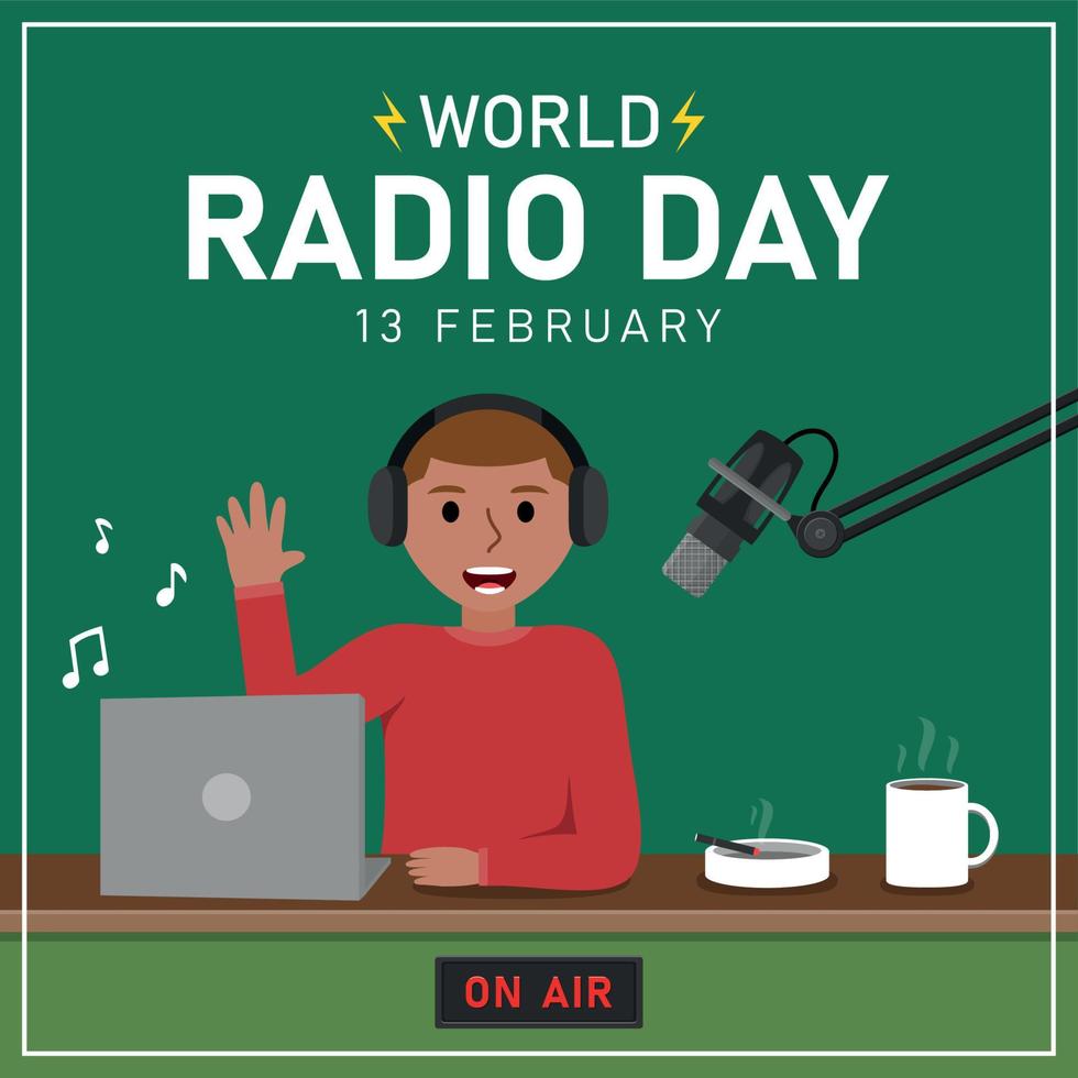 World radio day illustration template background vector