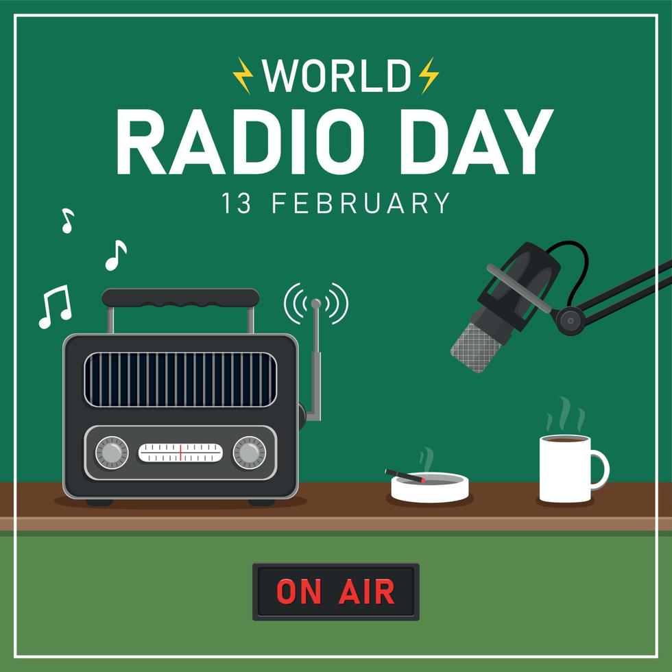 World radio day illustration template background vector