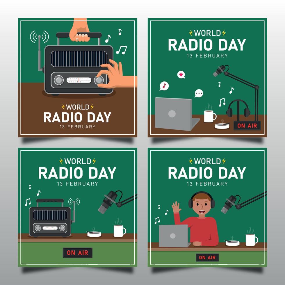 World radio day illustration template background vector