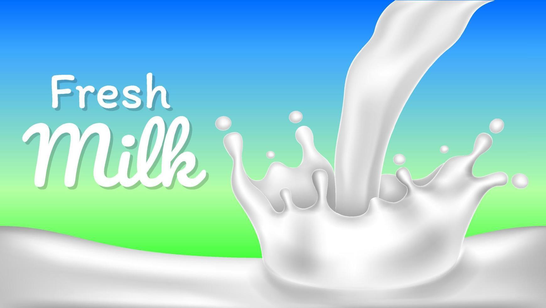 vector de ilustración de leche fresca de salpicadura o gota realista