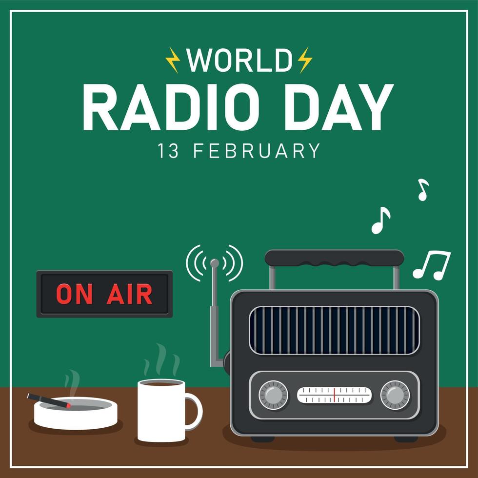 World radio day illustration template background vector