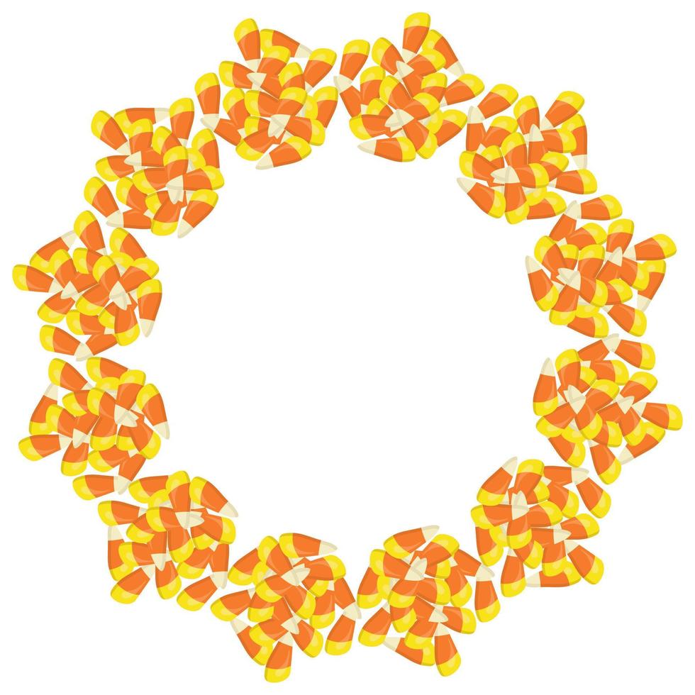 Round frame made of corn candy, fantasy border for invitation or flyer design vector