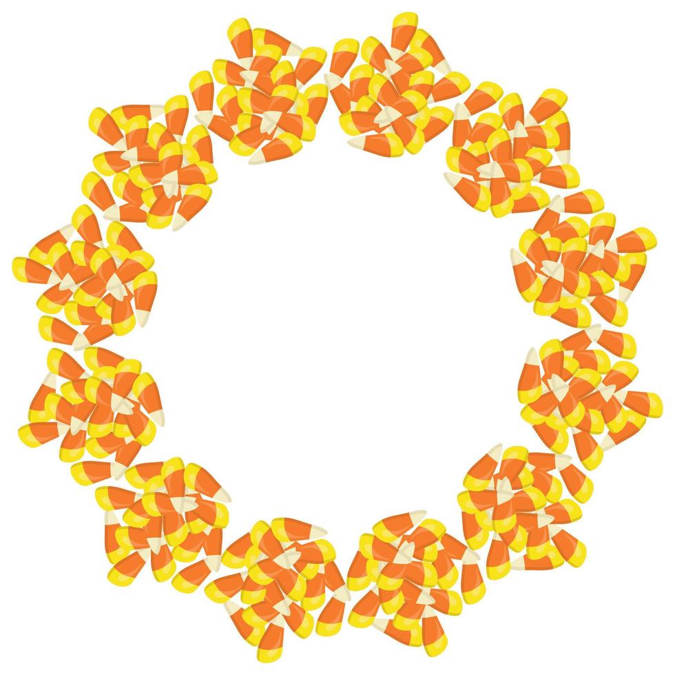Round frame made of corn candy, fantasy border for invitation or flyer design vector