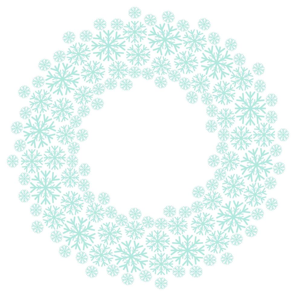 Wreath of snowflakes, winter in the form of a round frame for design vector