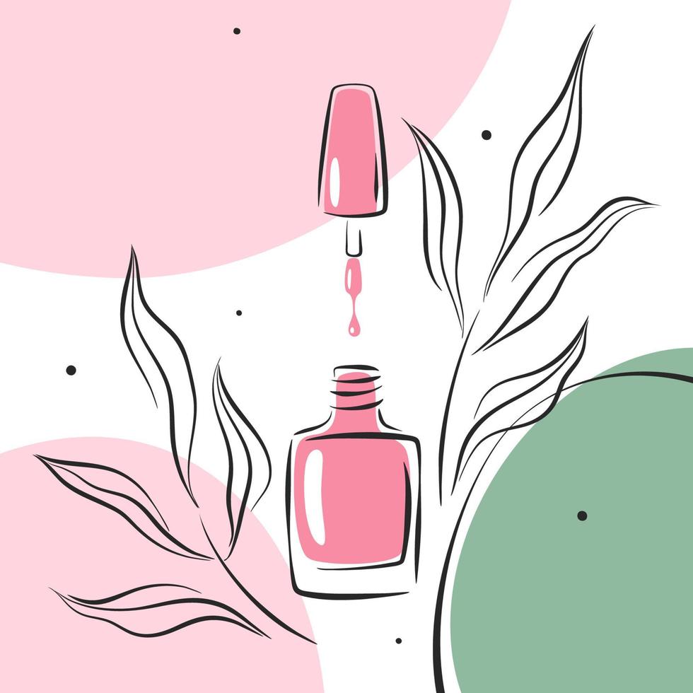 Nail polish, nail brush. Design for nail studio for social media posts and stories, mobile apps. vector