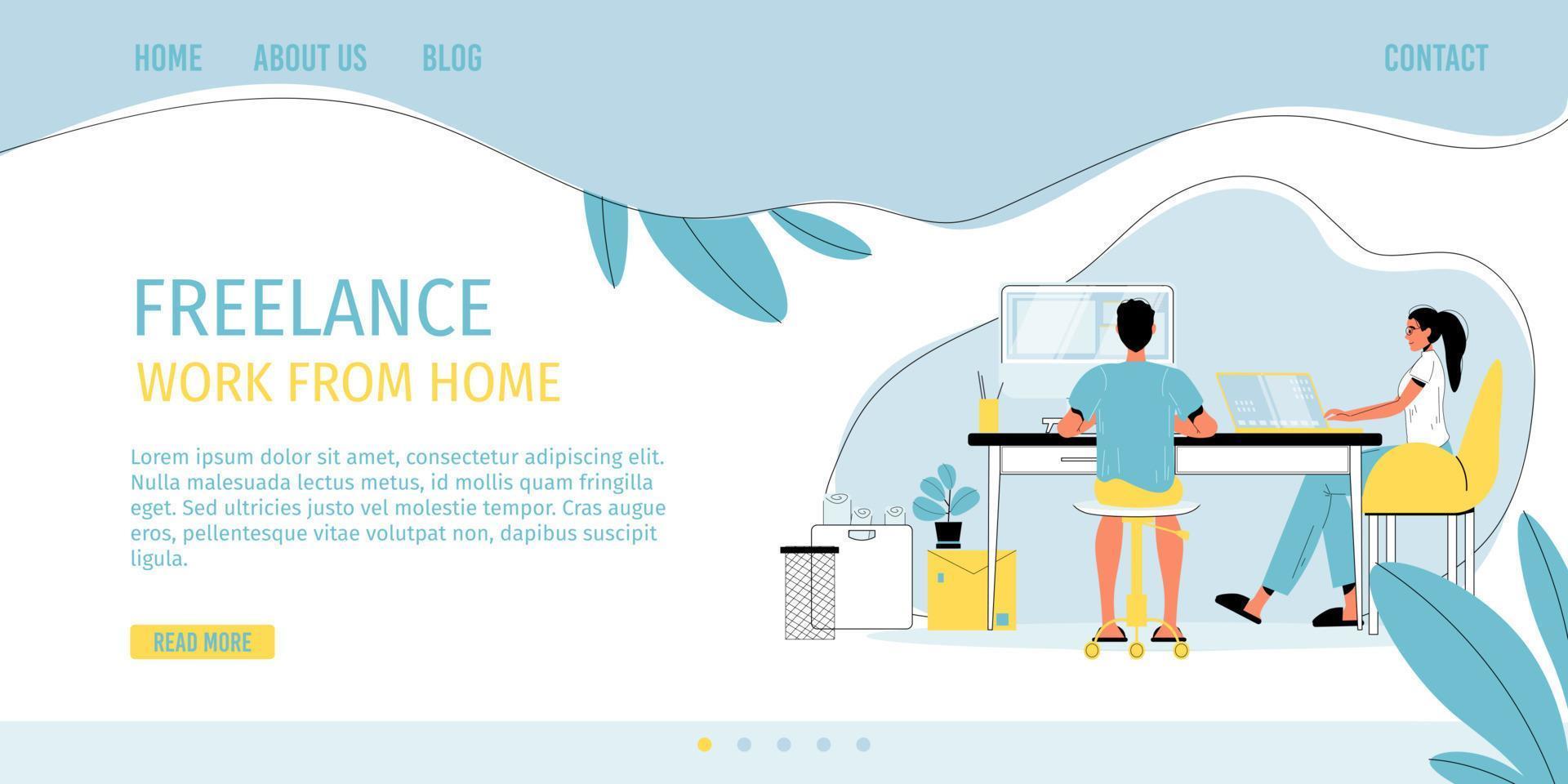 Freelance work from home in comfortable condition vector