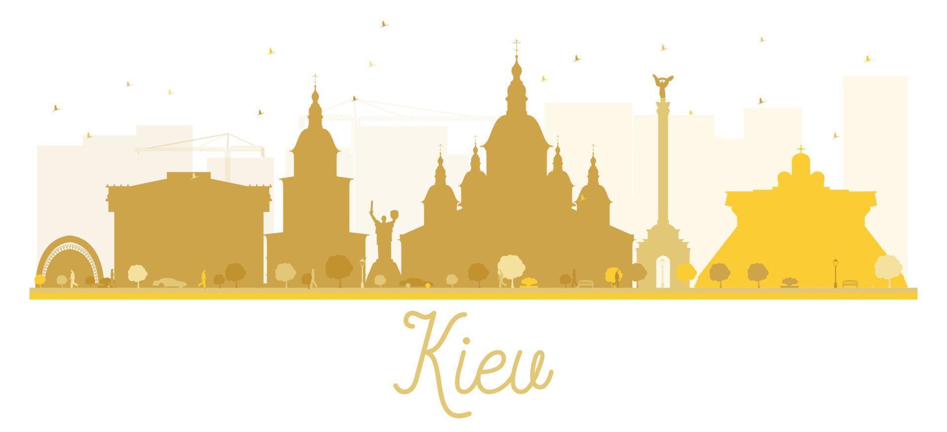 Kiev City skyline golden silhouette. vector