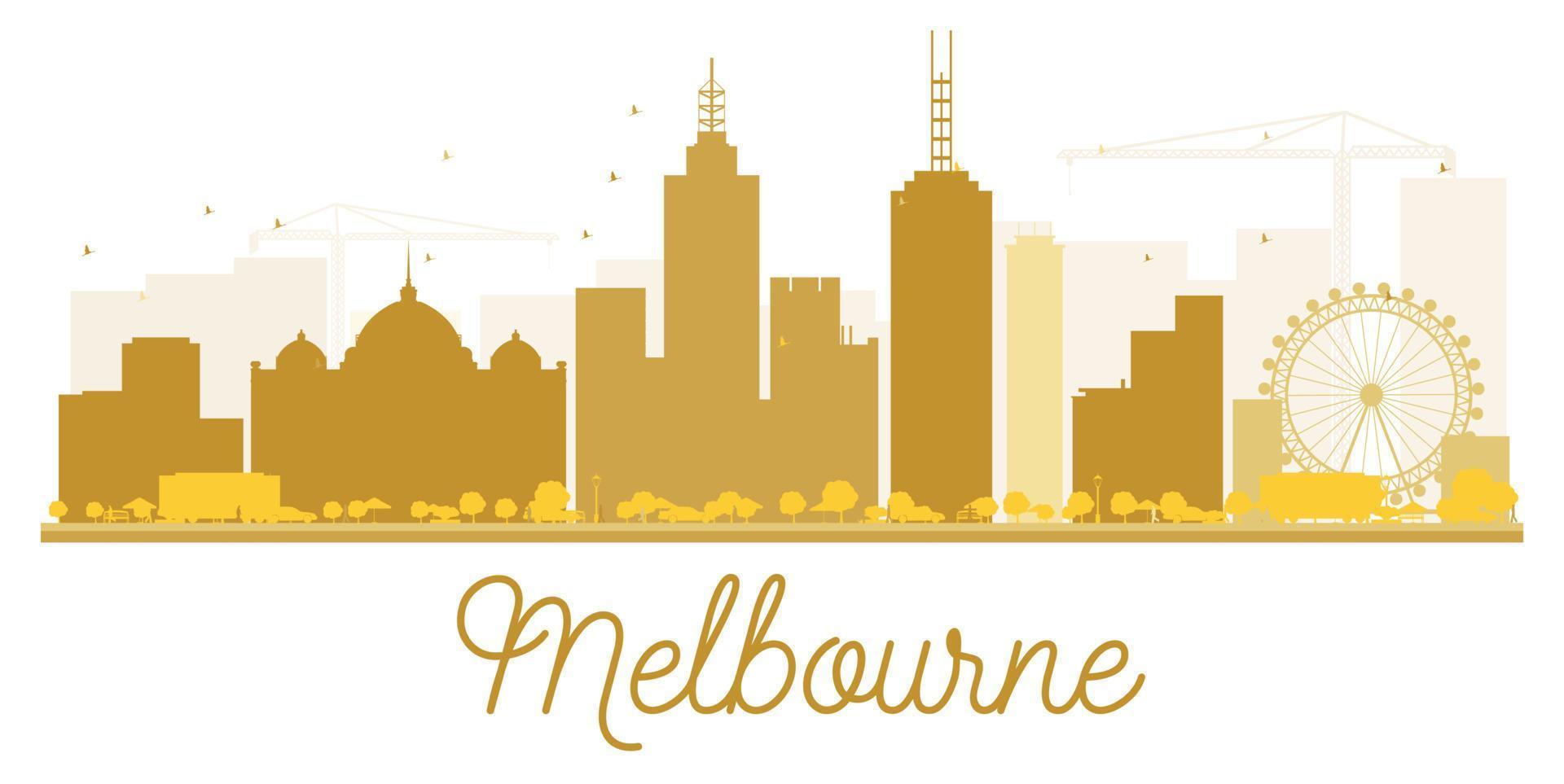 silueta dorada del horizonte de la ciudad de melbourne. vector