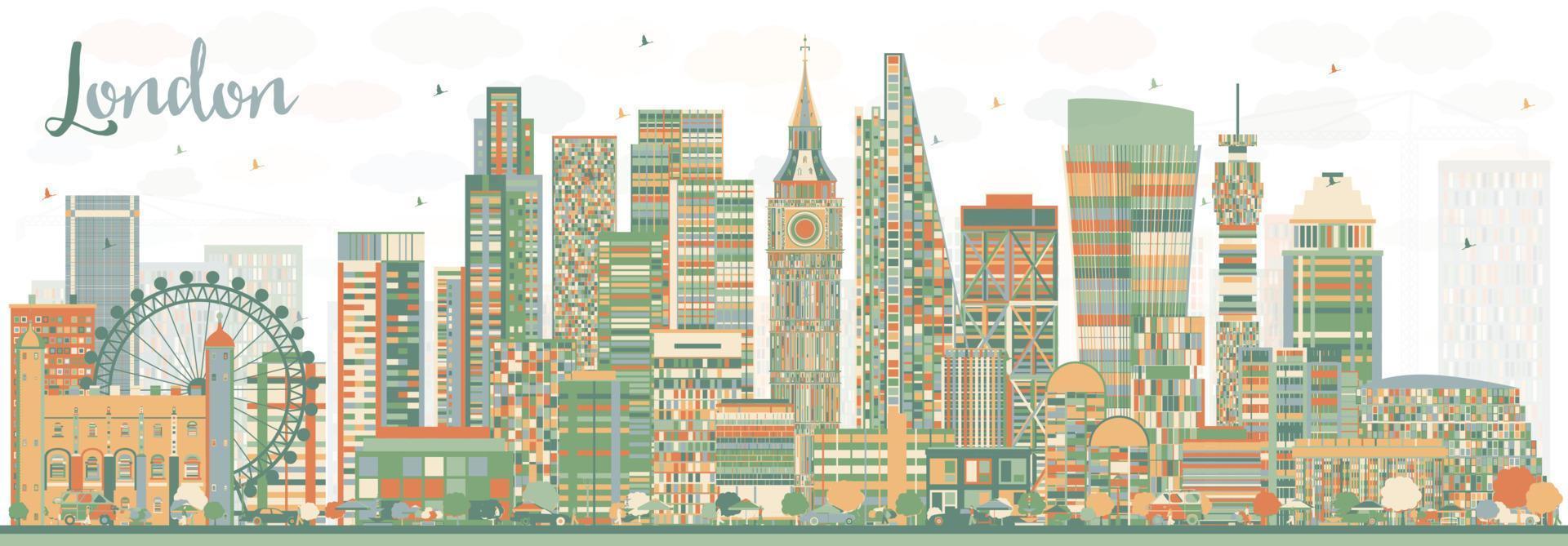 Abstract London Skyline with Color Buildings. vector