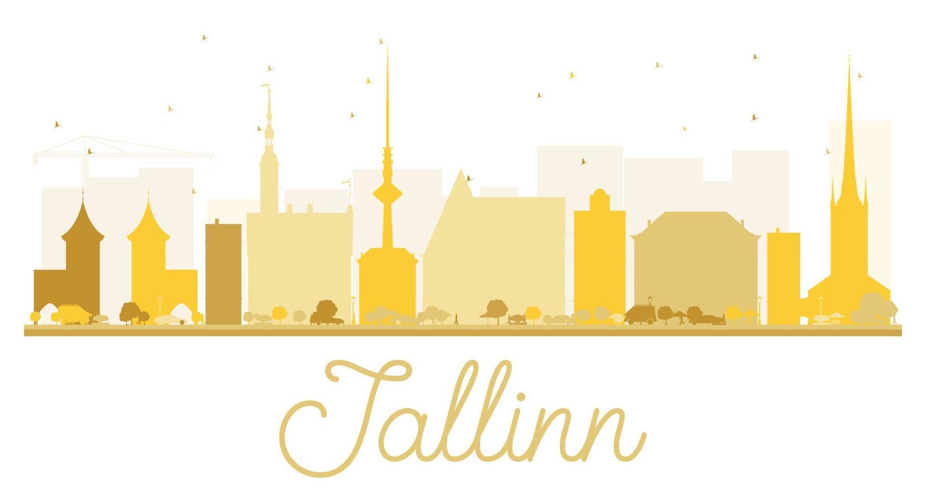 silueta dorada del horizonte de la ciudad de tallin. vector