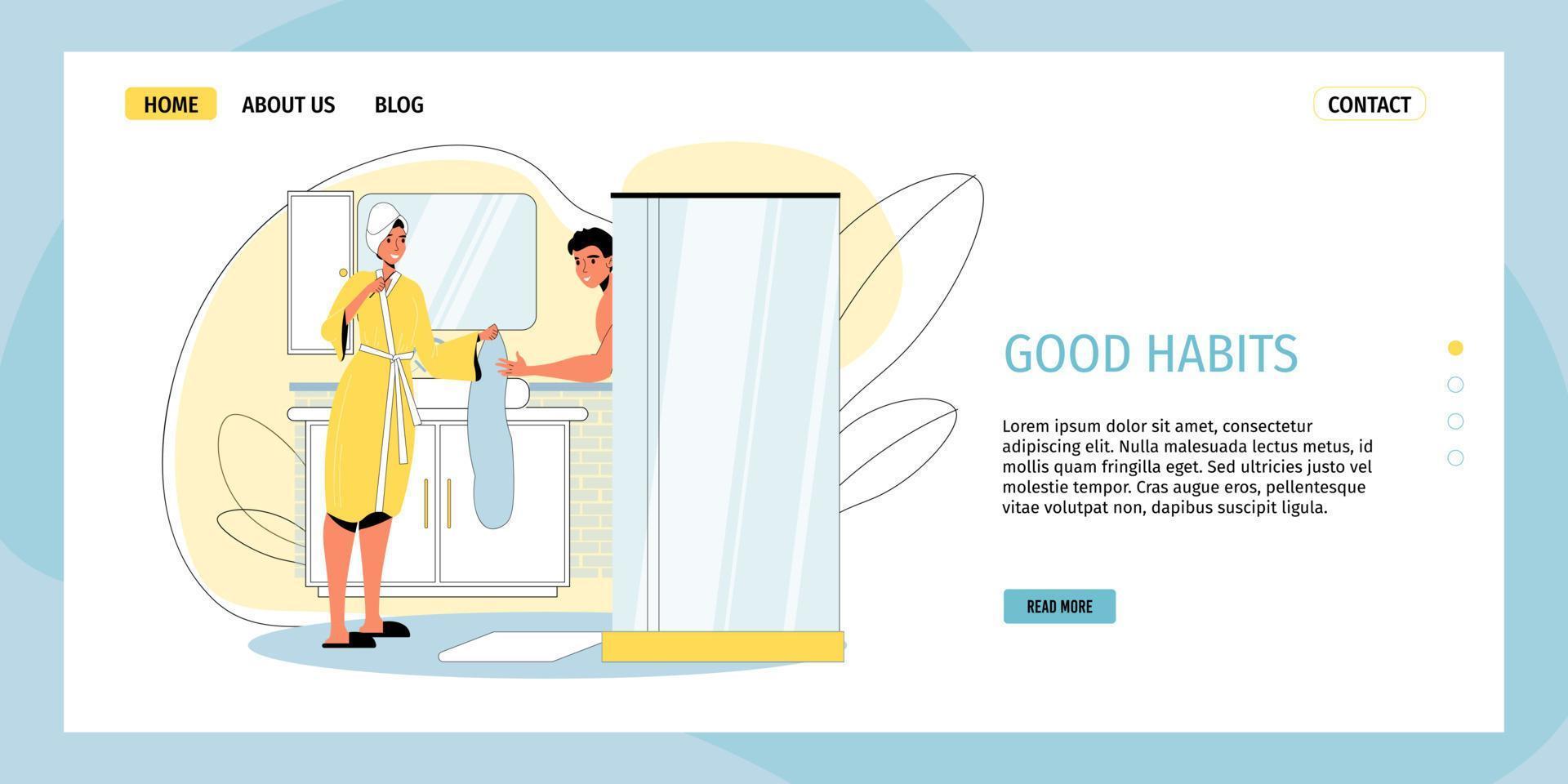 Good family habits landing page design template vector