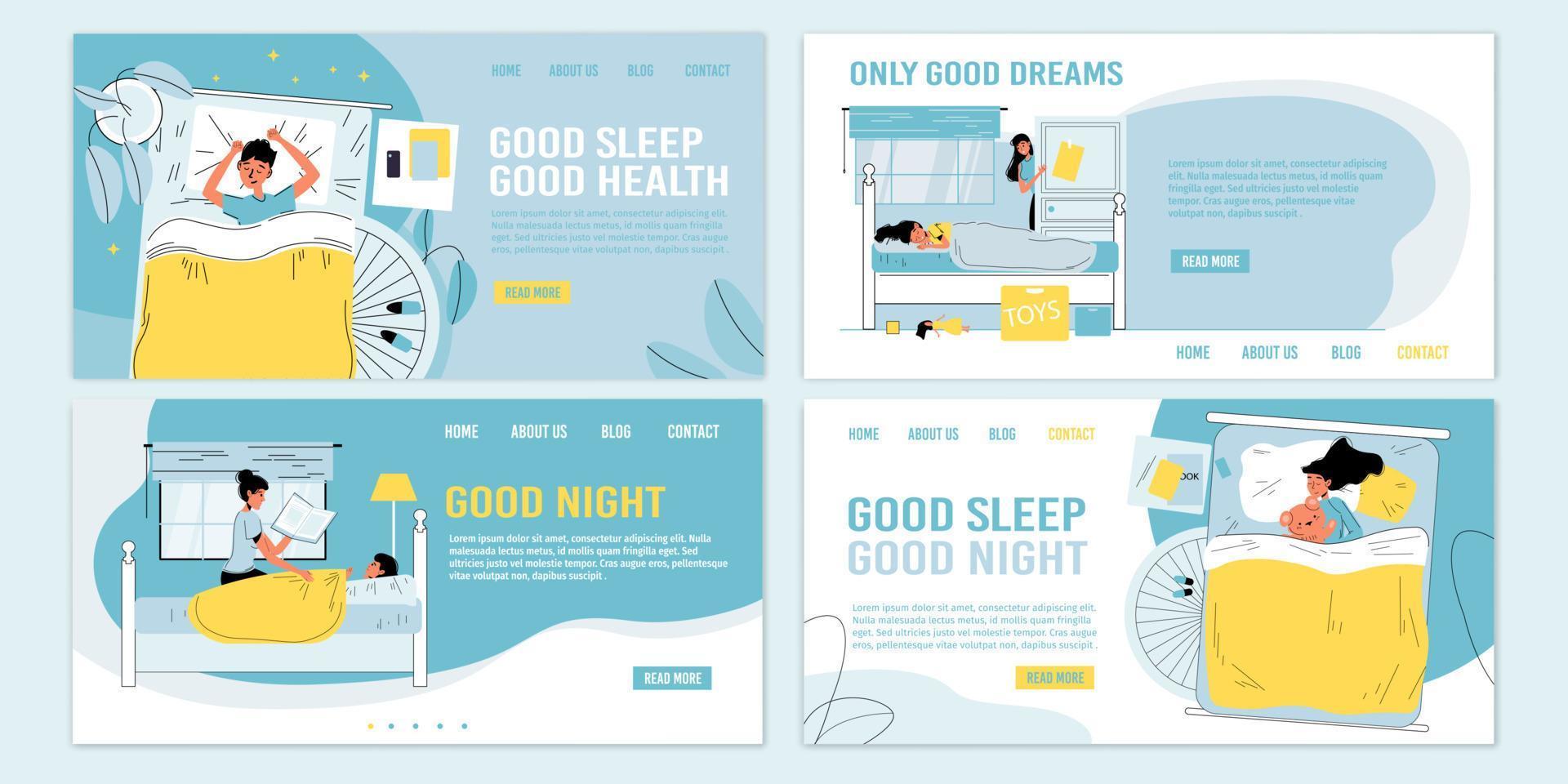 Rules tips for children better night sleep set vector